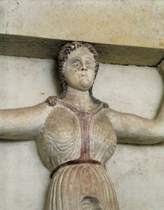 Thrácká hrobka Sveshtari, detail sochy ženy v Atlasu, 3. století před naším letopočtem (kamenná socha)