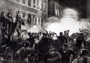 Anarchistická vzpoura v Chicagu: Dynamitová bomba vybuchující mezi policií, z 