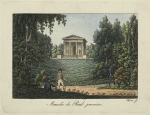 Chrám Pavla I. nebo Mauzoleum Pavla I. v parku Pavlovsk, 1810s.