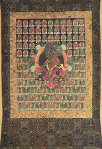 Zelená Tara, (kvaš a zlacení na bavlně) od Tibetan School