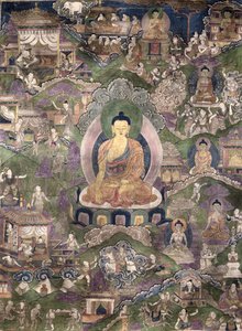 Thangka of the Buddha (kvaš na plátně) od Tibetan School