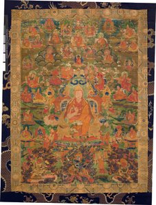 Třetí pančhenlama Losan Penden Yeshe (kvaš na látce) od Tibetan School