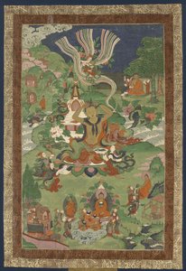 Thangka se scénami ze života Buddhy, druhá polovina 19. od Tibetan culture.