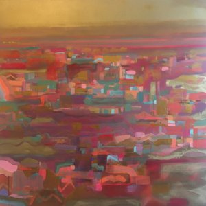 Gold Sky Orange Stripe Horizon od Tiffany Lynch