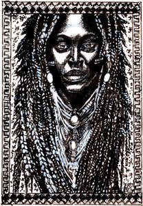 Portrét s africkými dredy