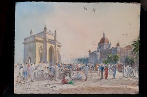 Gate of India, Bombay, 2009 (wc na papíře) od Tim Scott Bolton