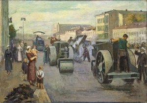 Rekonstrukce Moskvy par Pustovalov, Timofej Ermilovič (1891-1944). Olej na plátně, rozměr: 82x115 od Timofei Ermilovich Pustovalov