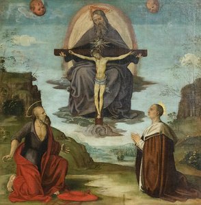 Trojice se svatým Jeronýmem a blahoslaveným Colombini, kolem roku 1520 (olej na plátně)