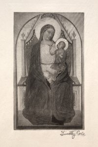 Staří italští mistři: Madonna na trůnu s dítětem držícím ptáka, 1885. od Timothy Cole