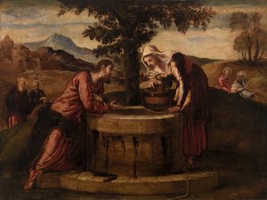 Kristus a žena Samaří od Tintoretto (Jacopo Robusti)