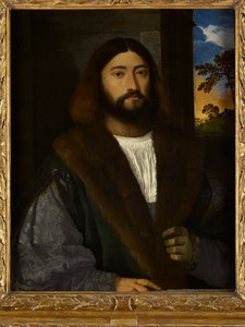 Portrét vousatého muže (olej na plátně) od Titian (c.1488-1576) (attr. to)