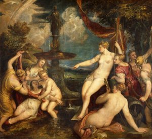Diana a Callisto, od Tiziana (asi 1490-1576), olej na plátně od Titian (c.1488 1576)