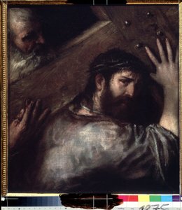 Kristus nesoucí kříž (Le portement de croix) (Kristus nesoucí kříž). Obraz od Tiziana nebo Le Tiziana (Tiziano Vecellio nebo Vecelli, nebo Tiziano da Cador od Titian (c.1488 1576)