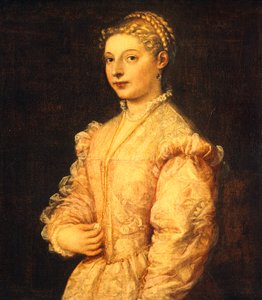 Portrét Lavinie Vecellio nebo mladé ženy, Tizian (asi 1490-1576), olej na plátně, 84x73 cm