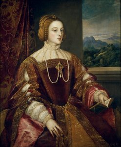 Portrét imprese Isabelly Portugalské (1503-1539) Obraz Tiziana Vecellia zvaný Tizian (1485-1576) 1548 Slunce. 1,17x0,98 m Madrid, muzeum Prado od Tiziano Vecelli