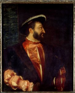 Portrét francouzského krále Františka I. (1494-1547) Obraz Tiziano Vecellio dit Le Titian (1485-1576) 1538 Sun. 1,09 x 0,89 m od Tiziano Vecelli