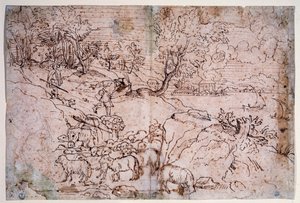 Studie krajiny s ovcemi od Titian (c.1488 1576)