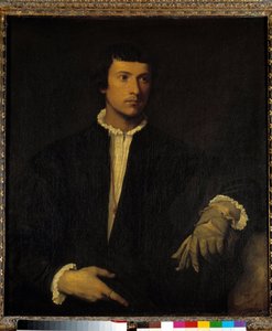 Muž s rukavicí, cca 1520 (olej na plátně) od Titian (c.1488 1576)