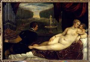 Obraz Venuše, láska a hudba od Tiziana Vecellia s názvem The Tizian (1485-1576)