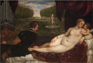 Venuše s varhaníkem a Amorem, asi 1555.