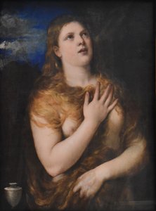 Francouzsky: Madeleine pénitente Penitent Magdalene od Titian and Workshop