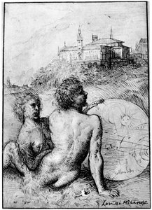 Krajina se Satyry, c1512, 1937 od Tiziano Vecelli