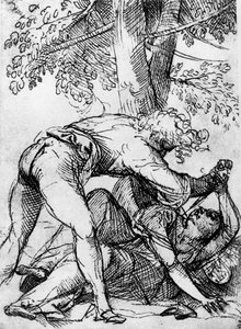 Skica pro žárlivého manžela ve Scuola Del Santo, c1510, 1937 od Tiziano Vecelli