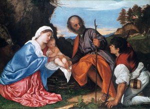 Svatá rodina s pastýřem, c1510 od Tiziano Vecelli
