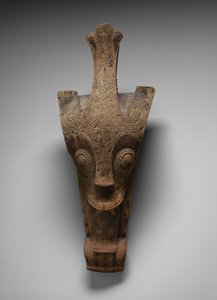Ozdoba fasády domu představující singa, cca 1875-1900 (dřevo) od Toba Batak Culture