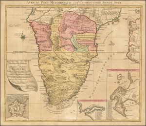 Mapa jižní Afriky z roku 1778 od Tobiase Conrada Lottera od Tobias Conrad Lotter