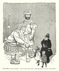"Ach! Tady je Gog a Magog, tohle je ta mladá dáma, o které jsem se vám zmiňoval, pánové" (litho) od Tom Browne