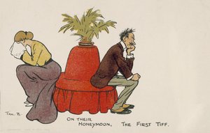 První argument páru na svatební cestě (barevná litografie) od Tom Browne