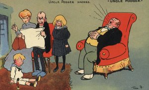 Strýček Podger chrápe (barevné litho) od Tom Browne