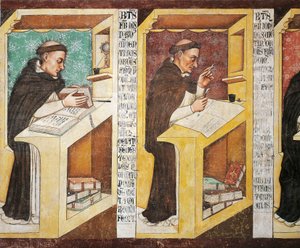 Bratr Isnardo z Vicenzy, autor Tommaso da Modena (asi 1325 nebo 1326-1379), freska, biskupský seminář, kapitula dominikánů, Treviso