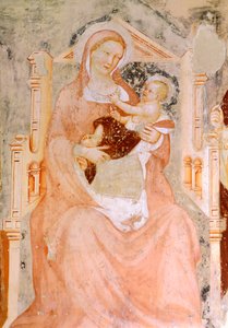 Madonna a dítě, Tommaso da Modena (1326-1379), freska, kostel San Francesco, Treviso
