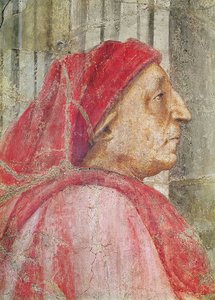 Nejsvětější Trojice, detail hlavy mužského dárce, 1427-28 detail fresky z roku 173689 od Tommaso Masaccio