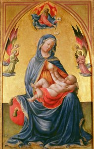 Panna a dítě s Bohem Otcem, Duchem svatým a anděly od Tommaso Masolino da Panicale