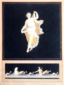 Kopie pompejského alegorického obrazu, návrh panoramatické tapety, kolem roku 1790