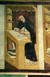 Dominikánský mnich u svého stolu, z cyklu „Čtyřicet slavných členů dominikánského řádu“, v Kapitule, 1342