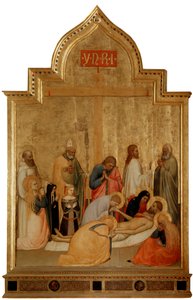 Pieta se svatým Remigiem a svatým Benediktem (tempera na dřevě, kolem 1365) od Tommaso di Stefano Giottino