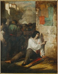 Barikáda z roku 1848, nazývaná také Zraněný revolucionář ... (malba na plátně) od Tony Johannot