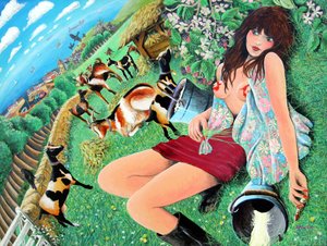Mae Rose-Chalupa sní o svých erotických fantaziích, 2005 (akryl na panelu)
