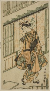Mladá žena držící deštník od Torii Kiyohiro