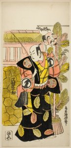 Herec Sawamura Sojuro I jako Ebisu ve hře „Suehiro Eho Soga“ hrál v divadle Nakamura v prvním měsíci roku 1729 od Torii Kiyomasu II