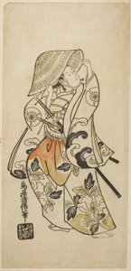 Herec Tamazawa Saijiro v neidentifikované roli od Torii Kiyomasu II