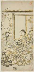 Herci Tamazawa Saijiro I jako Oiso no Tora a Ichimura Uzaemon VIII jako Soga no Juro ve hře „Haru wa Akebono Kuruwa Soga“, hráli v divadle Ichimura v prvním měsíci roku 1743 od Torii Kiyomasu II