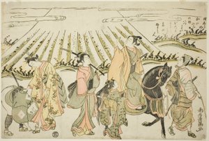 Parodie na Narihirovu východní cestu od Torii Kiyomitsu I