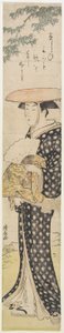 (Žena s kloboukem procházející se pod stromem), 1782 od Torii Kiyonaga