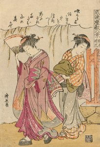 Fanoušek navrhující rozptýlenou bouři od Torii Kiyonaga