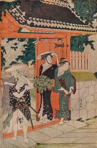 Náhlá sprcha ve svatyni Mimeguri Inari, 1787 od Torii Kiyonaga